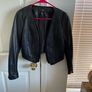 Black Pleather Teddy Jacket
